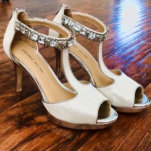 Antonio Melanie White/Silver Rhinestone Heels